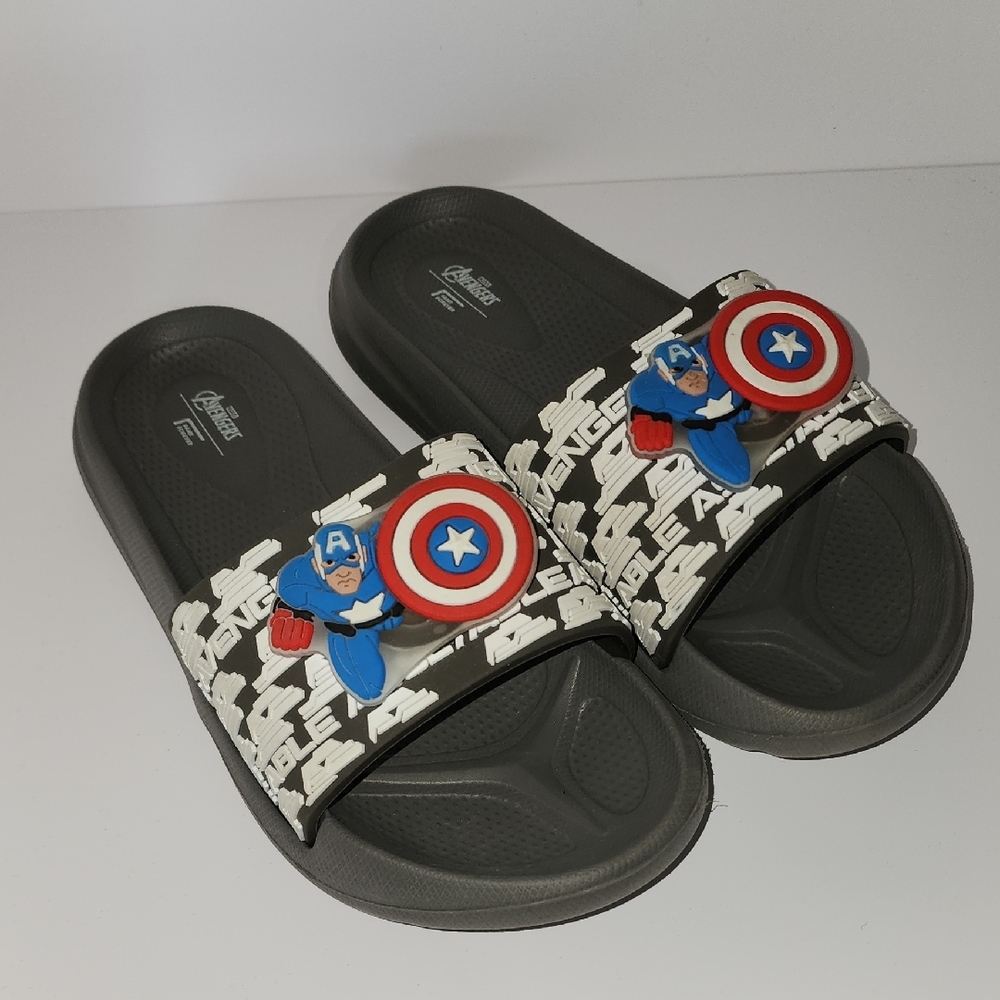 Marvel Avengers Captain America Kids Slide Sandals - Black
